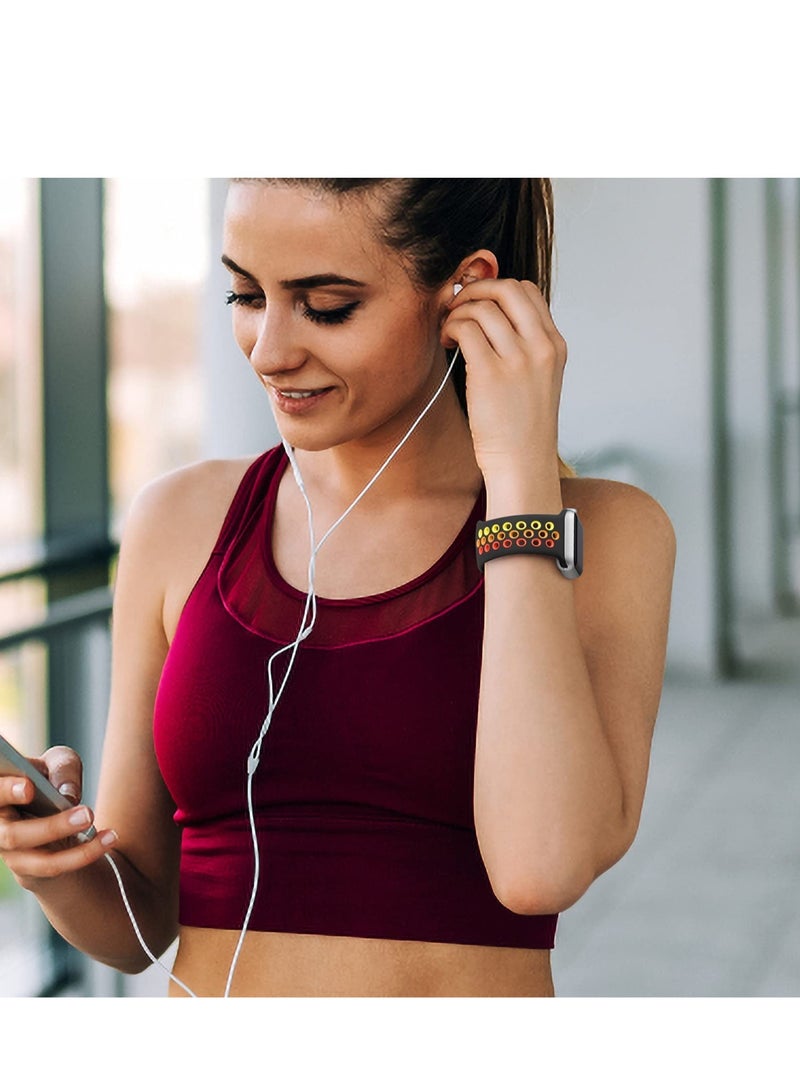 متوافق مع سوار Apple Watch مقاس 42 مم و 44 مم و 45 مم و 46 مم و 49 مم للنساء والرجال، تصميم بفتحات تهوية، حزام رياضي ناعم من السيليكون، متوافق مع iWatch Ultra 3/2/1 Series 11/10/9/8/7/6/5/4/3/2/1 SE 2/1 أسود/ملون - Image 5