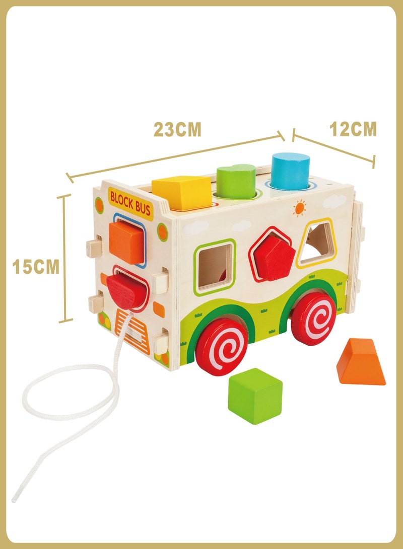 الأسطورة تويز هدية خشبية تعليمية مطابقة لشكل الحافلة للأطفال LW 0834 - Image 5