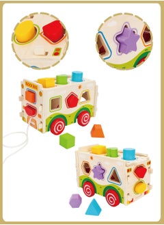 al ostoura toys The Bus Shape Matching Educational Wooden Gift for Kids  - Image 4