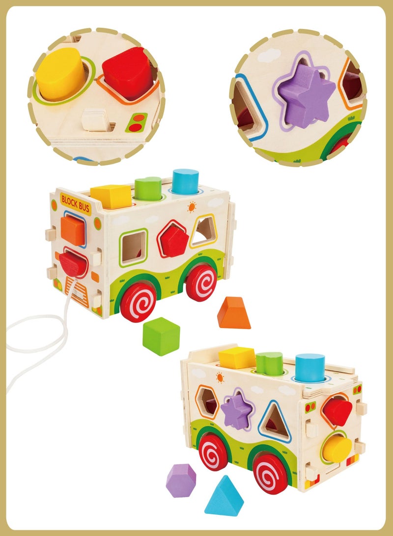 الأسطورة تويز هدية خشبية تعليمية مطابقة لشكل الحافلة للأطفال LW 0834 - Image 4