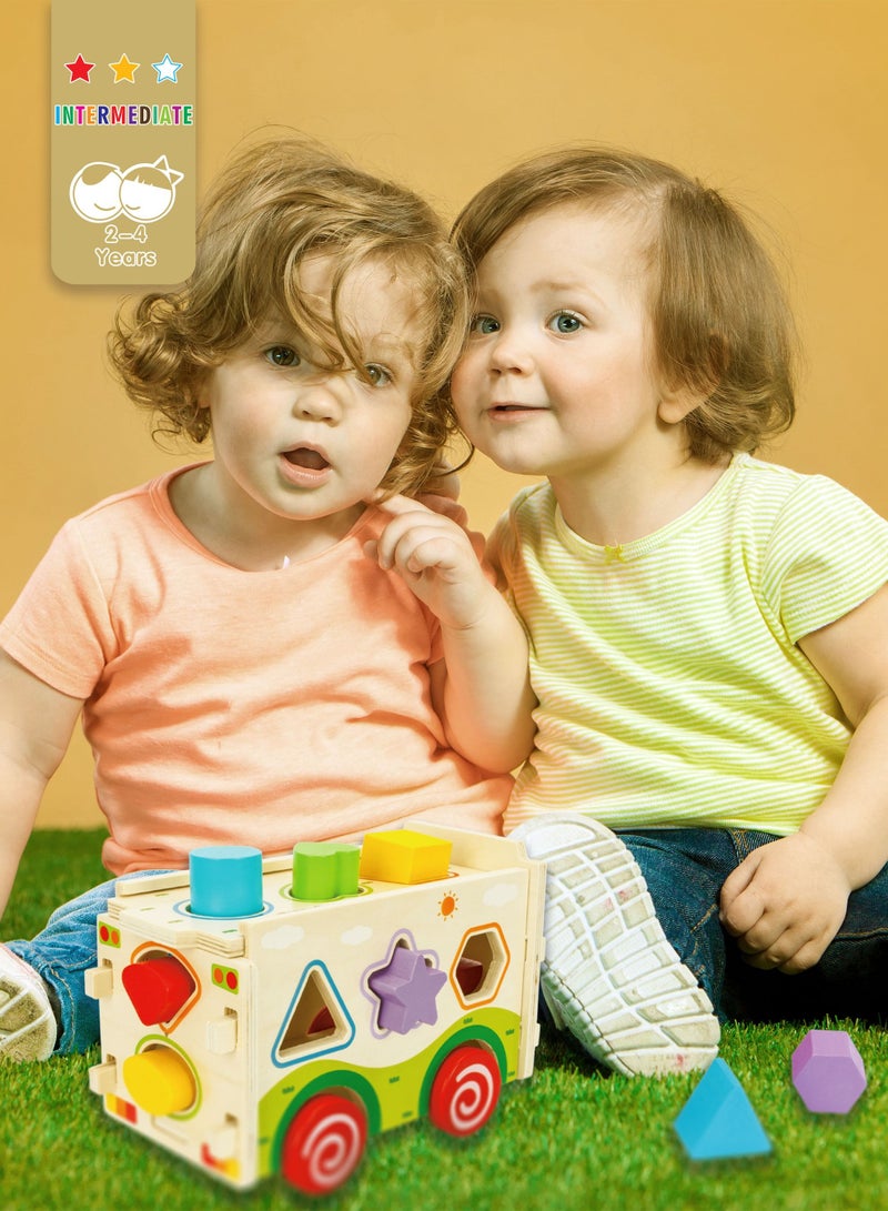 الأسطورة تويز هدية خشبية تعليمية مطابقة لشكل الحافلة للأطفال LW 0834 - Image 2