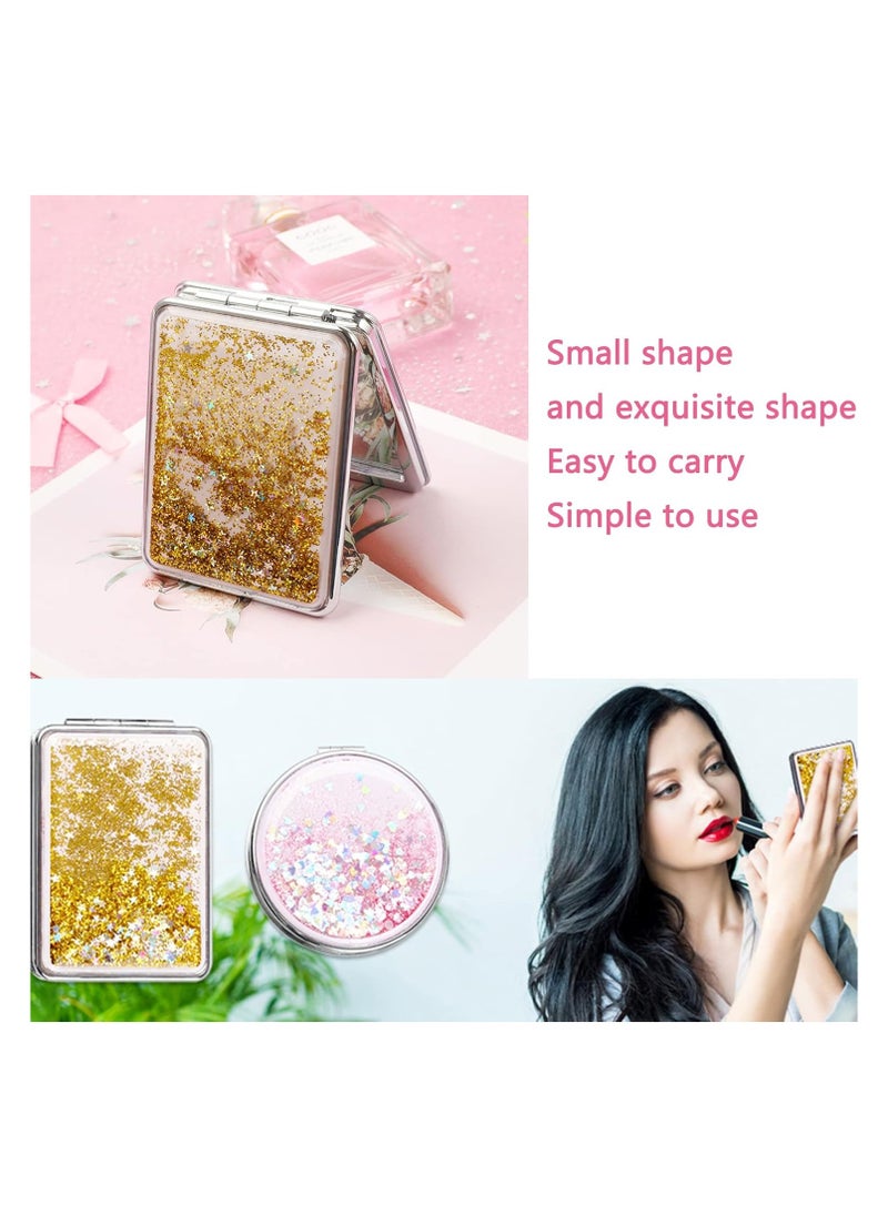 Generic Pack Of 2 Folding Compact Mirrors Compact Mirror Mini Makeup Mirror Compact Cosmetic Mirror Portable Compact Mirror Magnification Portable Makeup Mirror Folding Mirror  - Image 2