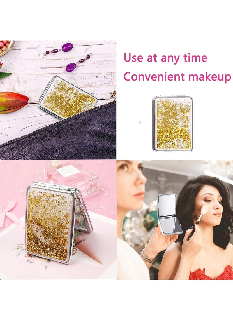 Generic Pack Of 2 Folding Compact Mirrors Compact Mirror Mini Makeup Mirror Compact Cosmetic Mirror Portable Compact Mirror Magnification Portable Makeup Mirror Folding Mirror  - Image 3