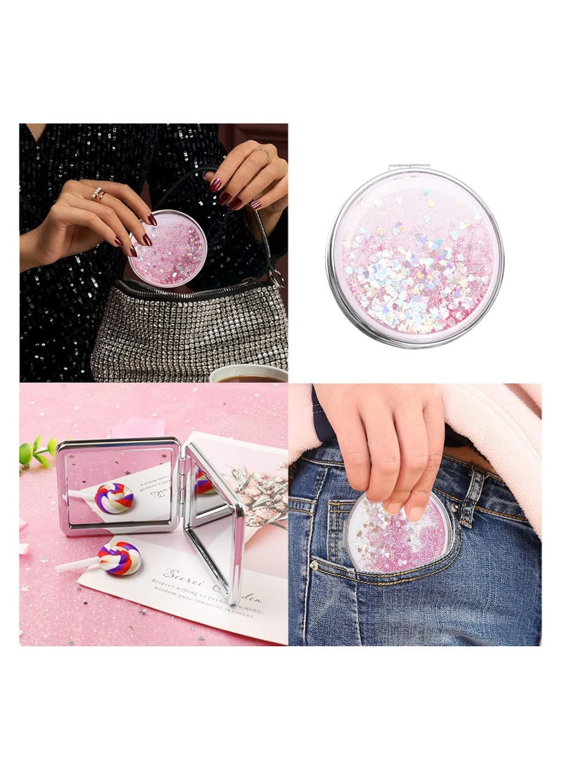 Generic Pack Of 2 Folding Compact Mirrors Compact Mirror Mini Makeup Mirror Compact Cosmetic Mirror Portable Compact Mirror Magnification Portable Makeup Mirror Folding Mirror  - Image 5