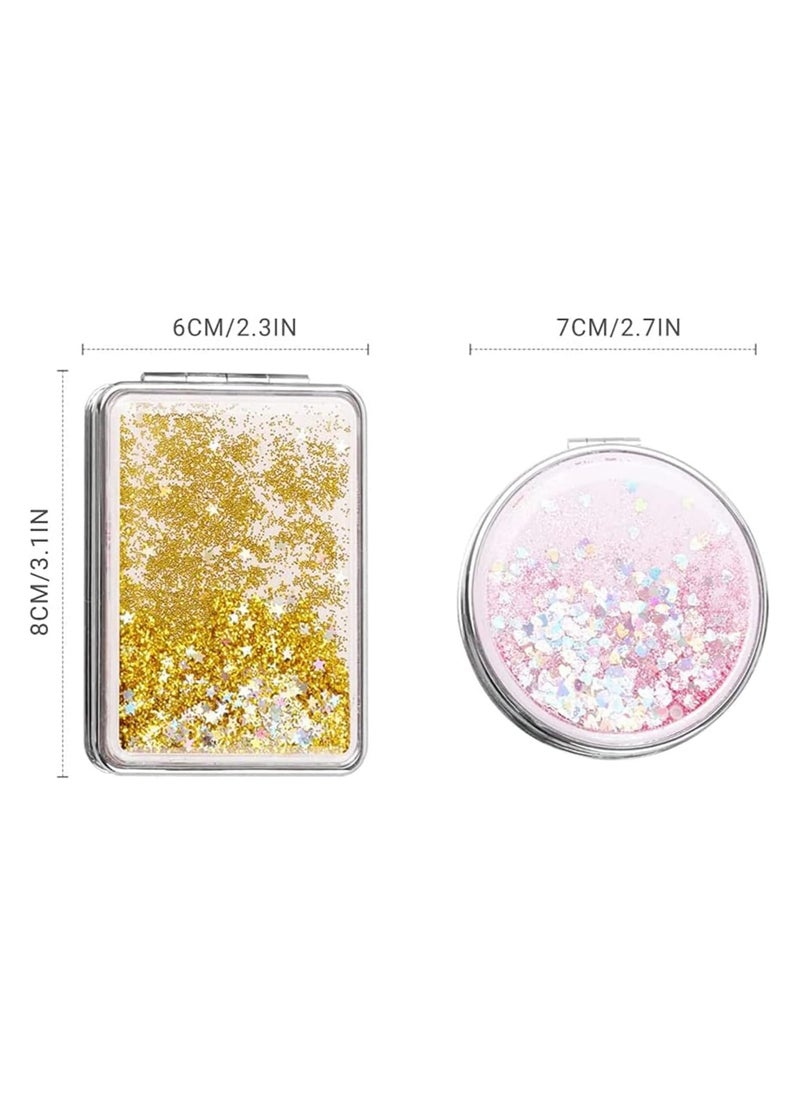 Generic Pack Of 2 Folding Compact Mirrors Compact Mirror Mini Makeup Mirror Compact Cosmetic Mirror Portable Compact Mirror Magnification Portable Makeup Mirror Folding Mirror  - Image 4