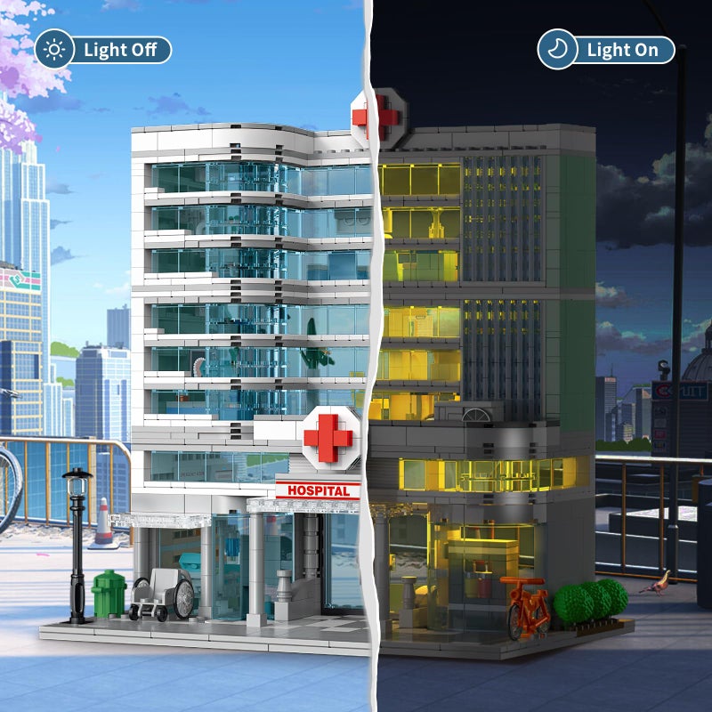 NEWABWN City Hospital Toy Building Set with LED Lighting, Compatible with Lego, Modular Three-Story Architecture Set for Adults, Gift Idea for Kids Ages 10 and Up (1350 Pieces) - Image 5
