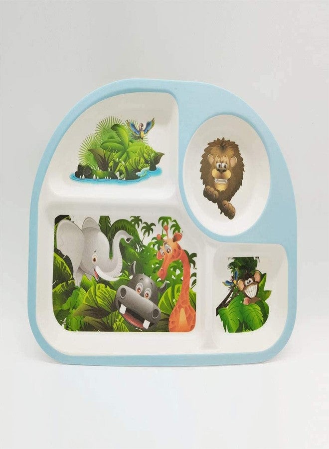 Funeiko Bamboo Fibre Dinner Set for Kids - Bamboo Feeding Set for Kids - Dinner Set for Kids, Bamboo Plates, Bowl, Spoon for Kids, Tableware Set for Kids (Animal Zoo) - Image 4