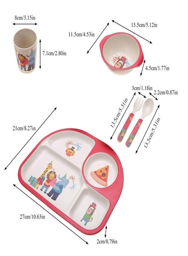 Funeiko Bamboo Fibre Dinner Set for Kids - Bamboo Feeding Set for Kids - Dinner Set for Kids, Bamboo Plates, Bowl, Spoon for Kids, Tableware Set for Kids (Animal Zoo) - Image 5