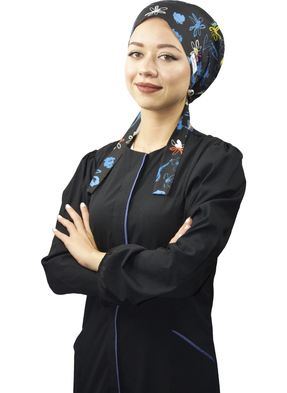 Nur Orthopedics Hijab Navy Blue Floral Doctor Nurse Hospital Chef Hijab Surgical Bonnet - pzsku/Z624B5EAB61196AA9750EZ/45/_/1733134309/115ac61f-101a-487d-ad45-ad2f77a61281