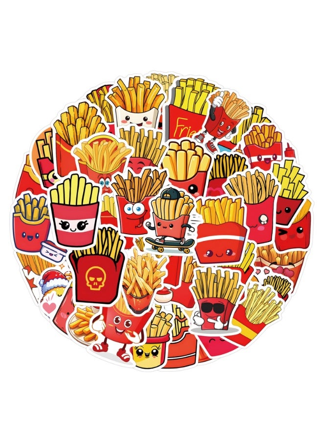 NIBEMINENT 55 Pcs French Fries Deco Kit Waterproof Stickers, High Definition Printing Bright Colors, Suitable for Laptop Skateboard Luggage Water Bottle Guitar DIY - Image 2