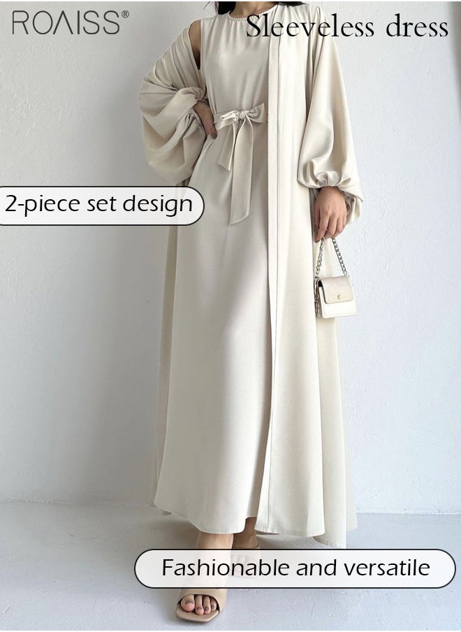 2 Piece Cardigan Abaya Dress Women'S Everyday Formal Occasion Sleeveless Dress And Balloon Sleeve Cardigan Coat - pzsku/Z624B6BD9E9C4E9130388Z/45/_/1709024965/5c4fb460-71bc-4d14-bb4e-2531df0d3671