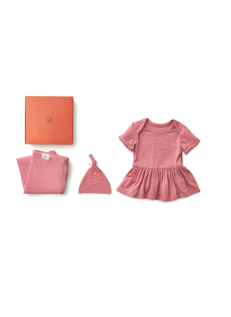 أنفي بيبي Anvi Baby Bamboo Onesie Dress New Born Gift Set- Girls Lilac