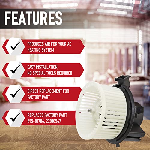 AA Ignition AC Heater Blower Motor with Fan - Compatible with Buick, Chevy, GMC & Saturn Vehicles - Enclave, Silverado, Silverado 3500 HD, Traverse, Acadia, Sierra - Replaces 15-81786, 22810567, 700236 - Image 2