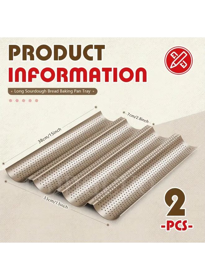 2 Pack Non Stick Perforated French Bread Baking Pan Black - Image 3