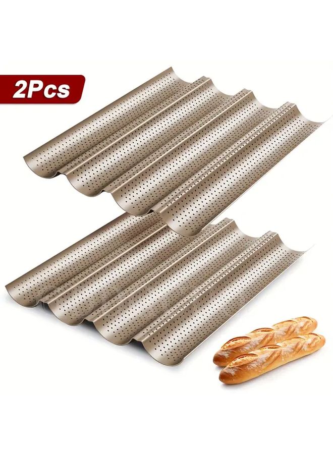 2 Pack Non Stick Perforated French Bread Baking Pan Black - Image 4