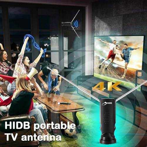 HIDB Indoor TV Antenna - Ultra HD 4K/1080p Digital TV Antennas for Local Channels, Enhanced Rabbit Ear Design with Smart Signal Booster, Works with All Smart TVs, Easy Setup, No Monthly Fees! - Image 5