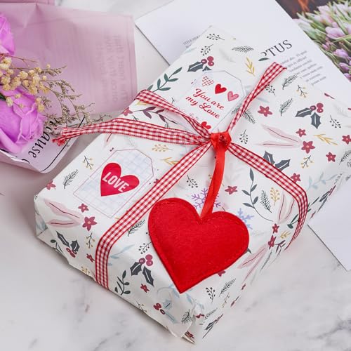 SUMERSHA 20 Pieces Felt Hearts Hanging Ornaments Valentines Heart Shaped Ornaments for Wedding Valentine Anniversary Christmas Party Decorations (Red) - Image 3