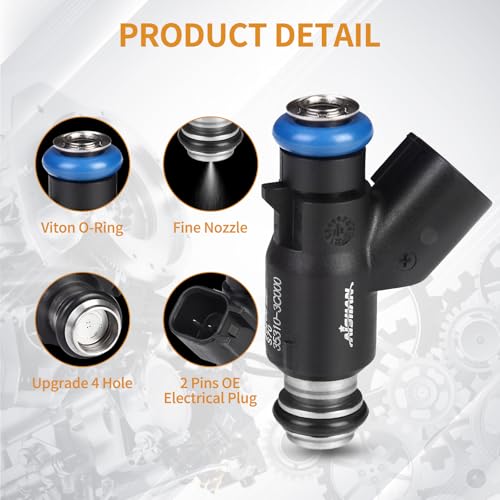 AISHAN 6PCS Fuel Injectors 4 Holes Compatible with Hyundai Azera 2006-2011, Entourage Genesis Santa Fe Sonata Veracruz, for Kia Amanti Sedona Sorento V6 3.3L 3.8L Replace# 353103C000 - Image 2