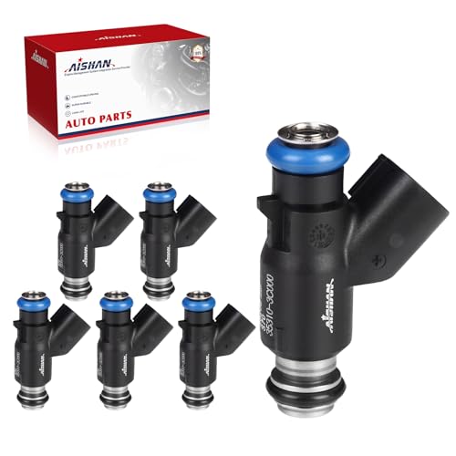 AISHAN 6PCS Fuel Injectors 4 Holes Compatible with Hyundai Azera 2006-2011, Entourage Genesis Santa Fe Sonata Veracruz, for Kia Amanti Sedona Sorento V6 3.3L 3.8L Replace# 353103C000 - Image 1
