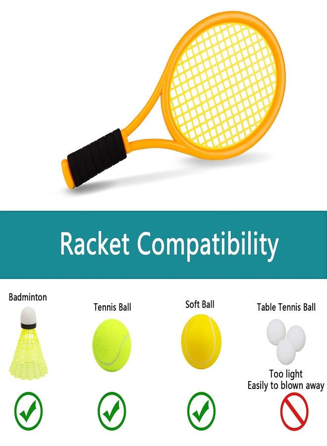 Crefotu Kids Tennis Racket,17 Inch Plastic Tennis Racket with 2 Soft Balls,2 Tennis Balls and 4 Shuttlecocks for Kid,Toddler Outdoor/Indoor Sport Play (Orange & Green) - Image 5