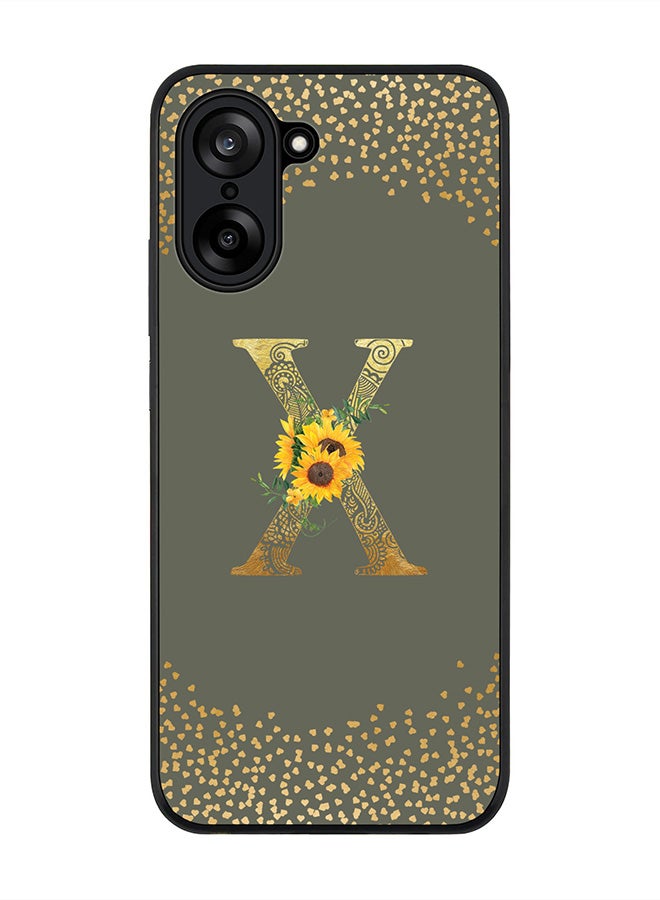 Stylizedd For OnePlus Nord CE5 / Ace 5 Racing Case,Slim fit Camera Protection, Shockproof Thin Phone cover  - Custom Floral Monogram - X  (Olive Green )