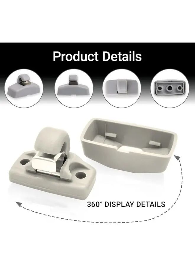 2 Pack Gray Car Sun Visor Clip Set Universal Interior Accessories - Image 3