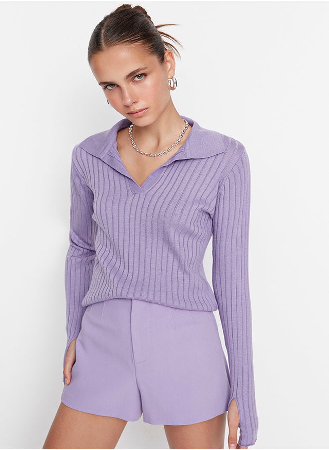 Lilac Sleeve Detailed Polo Neck Knitwear Sweater TWOAW21KZ1113 - pzsku/Z624BB8BC91C53D41BDFBZ/45/_/1730941464/0a79e437-5180-4f4e-b6da-a342a819cf7e