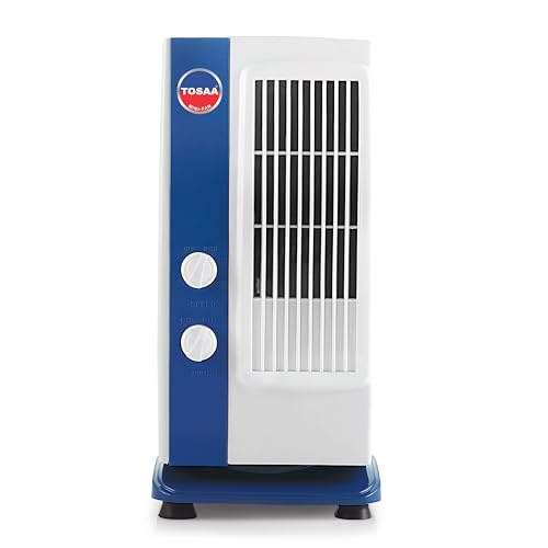 Tosaa Tower Fan Mini-Multipurpose Portable Oscillating Fan-3 speeds,Portable Desktop Fan (Blue Tower Fan) - Image 1