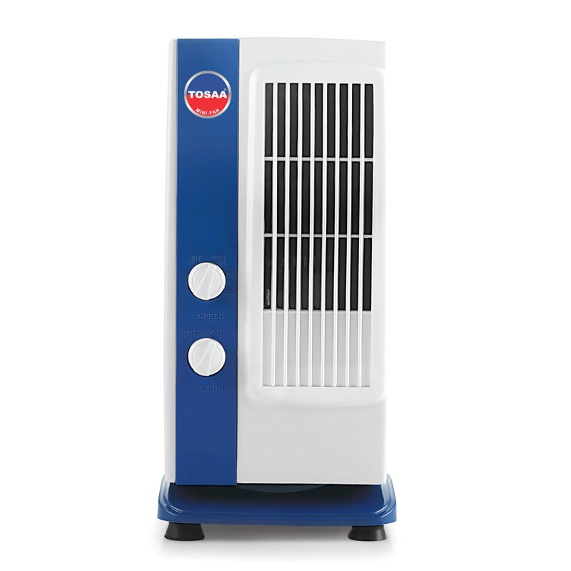 Tosaa Tower Fan Mini-Multipurpose Portable Oscillating Fan-3 speeds,Portable Desktop Fan (Blue Tower Fan) - Image 3