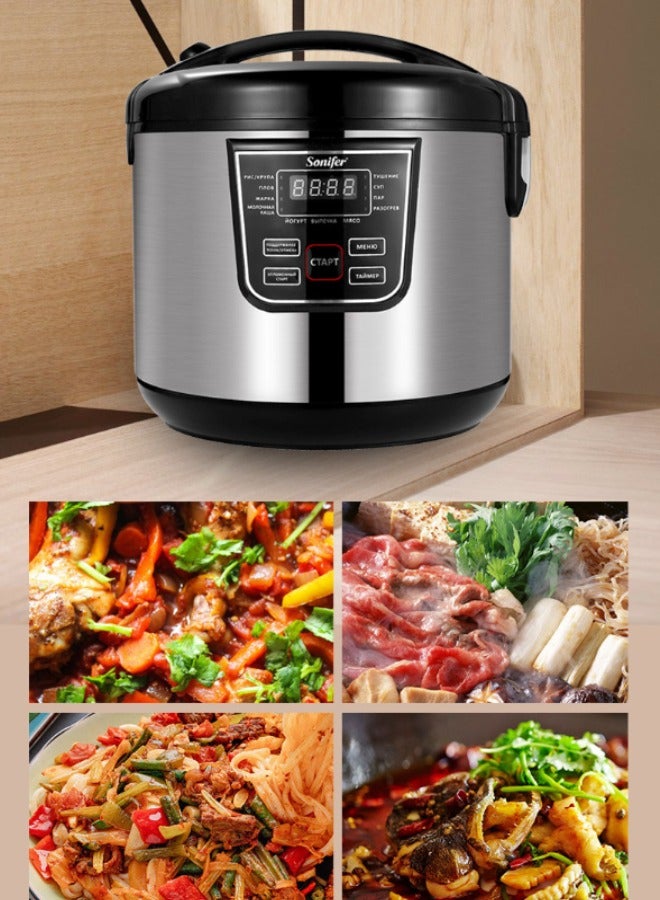 Super ZYouth Electric Rice Cooker with Non-Stick Inner Pot, Stainless Steel Body, Cook/Steam/Keep Warm Functions, 5L Large Capacity, 900W Power,  Easy-Clean Design – Silver/Black  - Image 4