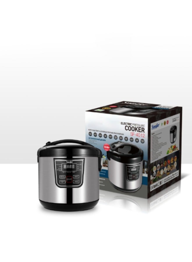 Super ZYouth Electric Rice Cooker with Non-Stick Inner Pot, Stainless Steel Body, Cook/Steam/Keep Warm Functions, 5L Large Capacity, 900W Power,  Easy-Clean Design – Silver/Black  - Image 2
