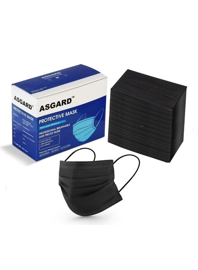 ASGARD Nonwoven Fabric Disposable Multilayer Protective Mask (Black, Pack of 100) for Unisex - Image 1