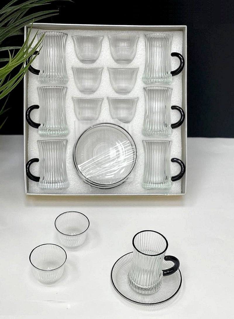 A set of Tea Cups and Coffee Cups with Saucers