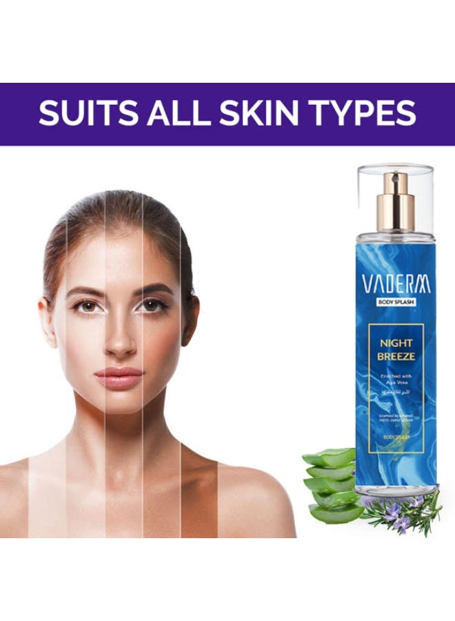 VADERM Body Splash Night Breeze Enriched With Aloe Vera 250 ML - Image 3