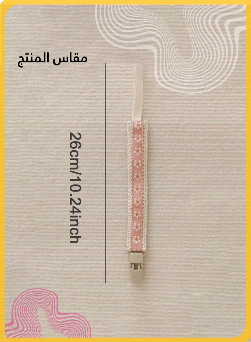 شي آند ليتل 4 قطع من مشبك اللهاية للأطفال بتصميم زهور عتيقة، حامل عضاضة مضاد للفقد، سلسلة لهاية متعددة الوظائف للأطفال الرضع - Image 2