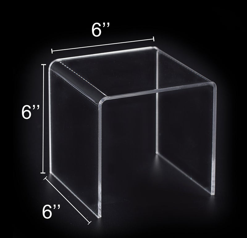 JusalphaÂ® 8 PC 6'' Clear Acrylic Risers, Acrylic Display Risers Shelf Showcase Fixtures for Jewelry, Display Stand for Amiibo Funko POP Figures, Cupcakes, Food Display, Cabinet- Lot of 8 (6x6x6 Inches) - Image 2