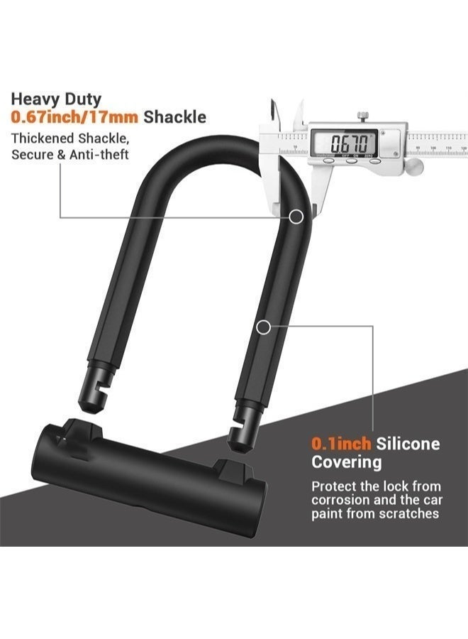 Bukela Bike Lock Heavy Duty Anti Theft U Lock with 5ft Security Cable and Keys 17mm Schackle Electric Scooter Lock, Bicycle Lock with Mounting Bracket for Ebike Motorcycle -Black - Image 4