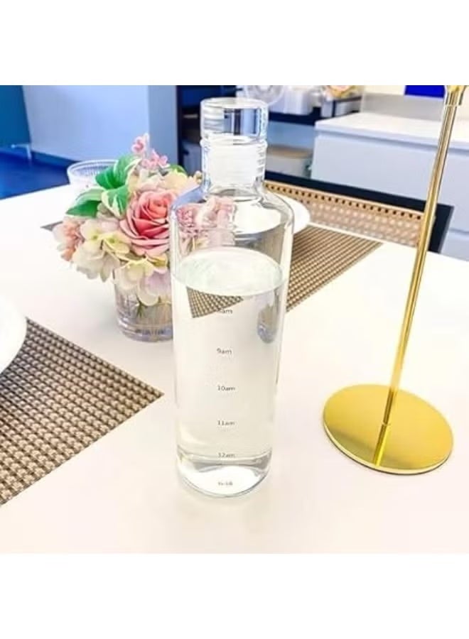 500ml Water Bottle With Time Marker Reusable Leak Proof , Portable For Outdoor Gym Office , School , Travel, BPA Free -(Clear) - Image 1