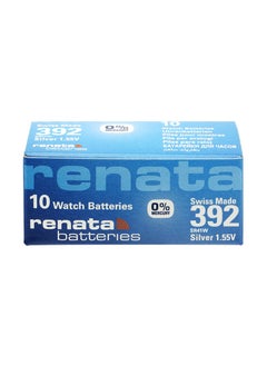 Renata Renata 392 Watch Battery (SR41W), Silver Oxide 1.55V Battery, Pack of 10 Batteries  - Image 1