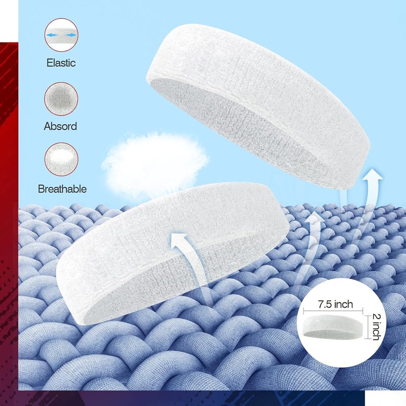 NON STOP Sweatbands Sports Headband for Men & Women, Moisture Wicking Hairband Athletic Towel Headbands Cotton Head Sweat Bands for Running, Cycling, Yoga, Spa - Image 5