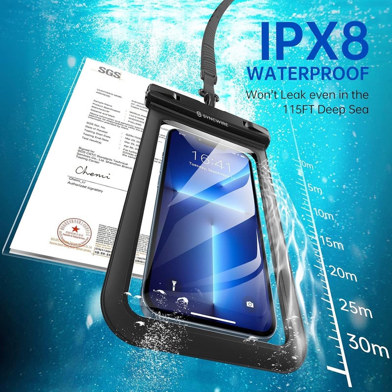 Syncwire Waterproof Phone Pouch [2-Pack] - Universal IPX8 Waterproof Phone Case Dry Bag with Lanyard Compatible with iPhone 15 14 13 12 11 Pro XS MAX XR X Samsung S23 S22 S20 More Up to 7 Inches - Image 2