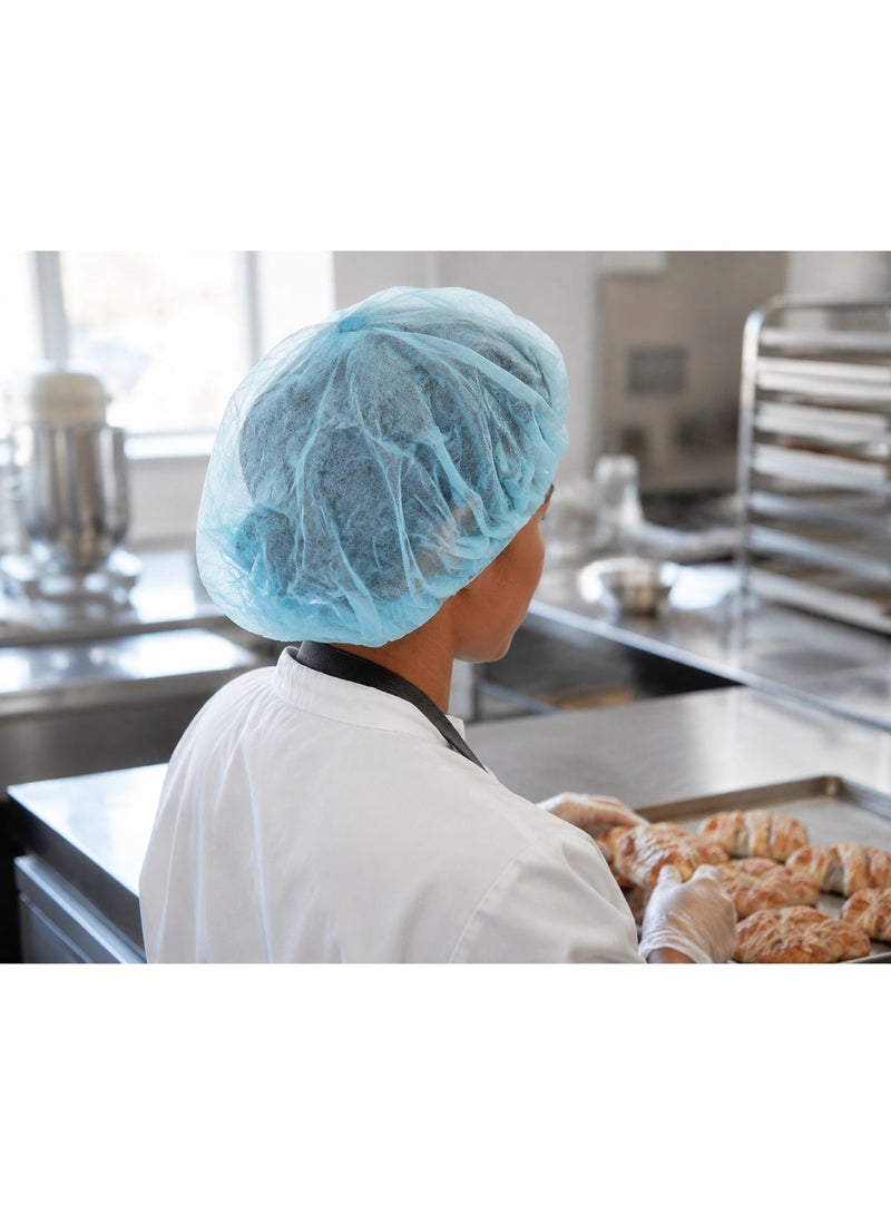 vsell24 Disposable Bouffant Hair Net Kitchen Bathroom Cafeteria Restaurant Elastic Shower Cap Blue - Image 1