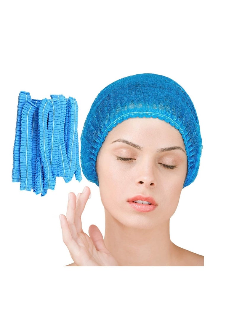 vsell24 Disposable Bouffant Hair Net Kitchen Bathroom Cafeteria Restaurant Elastic Shower Cap Blue - Image 2