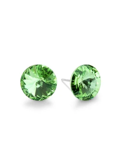 Seona Seona Ella 10mm Crystal Stud Earrings  – Hypoallergenic Stainless Steel Stud Earrings for Women, Elegant Crystal Rivoli Jewelry Earrings for Everyday and Special Occasions -  Peridot