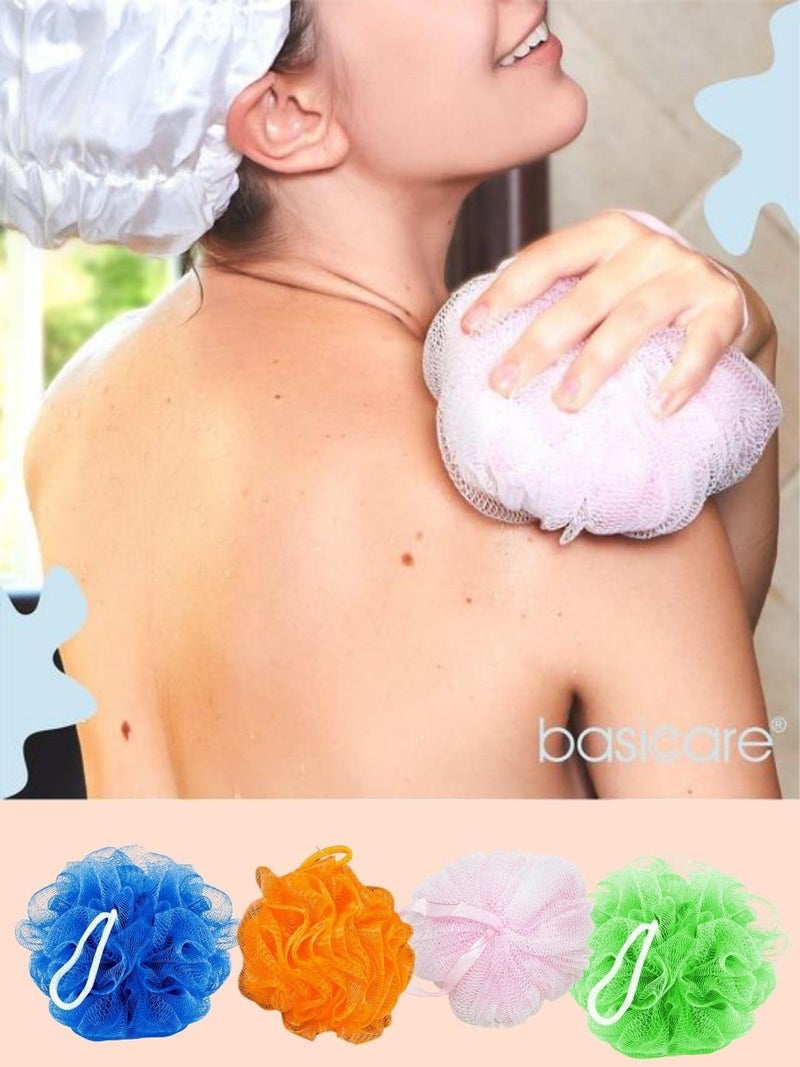 Basicare لوفاة استحمام باسيكير ناعمة - لوفاة استحمام كبيرة، إسفنجة فرك مقشرة لتنظيف رغوي عالي (متعدد الألوان6، 2 قطع) - Image 3