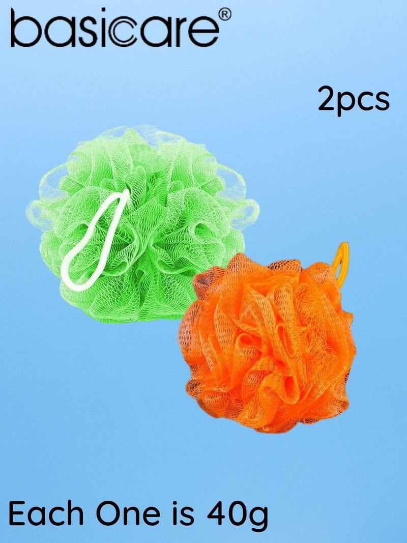 Basicare لوفاة استحمام باسيكير ناعمة - لوفاة استحمام كبيرة، إسفنجة فرك مقشرة لتنظيف رغوي عالي (متعدد الألوان6، 2 قطع) - Image 2