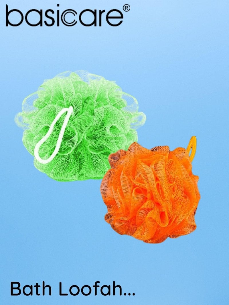 Basicare لوفاة استحمام باسيكير ناعمة - لوفاة استحمام كبيرة، إسفنجة فرك مقشرة لتنظيف رغوي عالي (متعدد الألوان6، 2 قطع) - Image 1