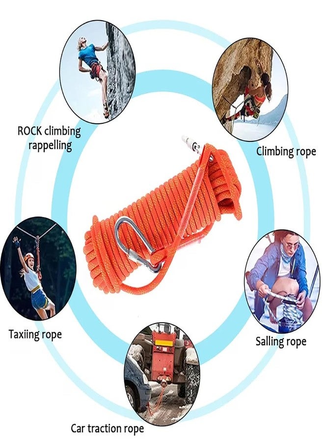 Oligitdi Static Outdoor Climbing Rope with 2 Hooks, 49FT Rappelling Rope for Travel, Hiking Safety Escape Rope, Outdoor, Mountaineering, Hauling - Image 5