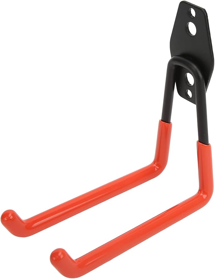 خطافات حائط معدنية ثقيلة لمرآب 2 قطعة خطاف مزدوج برتقالي لتخزين الدراجات والأدوات - Image 5