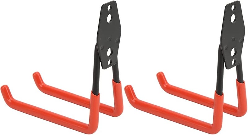 خطافات حائط معدنية ثقيلة لمرآب 2 قطعة خطاف مزدوج برتقالي لتخزين الدراجات والأدوات - Image 1